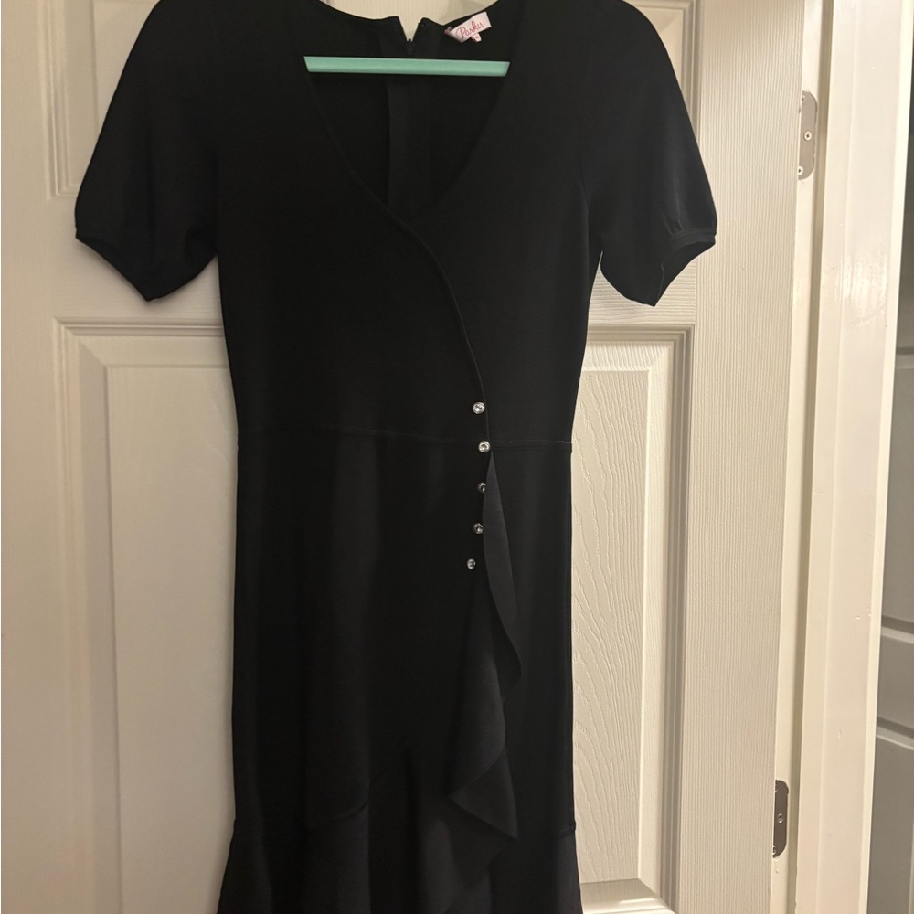Parker Black Mini Dress with rhinestone Detail